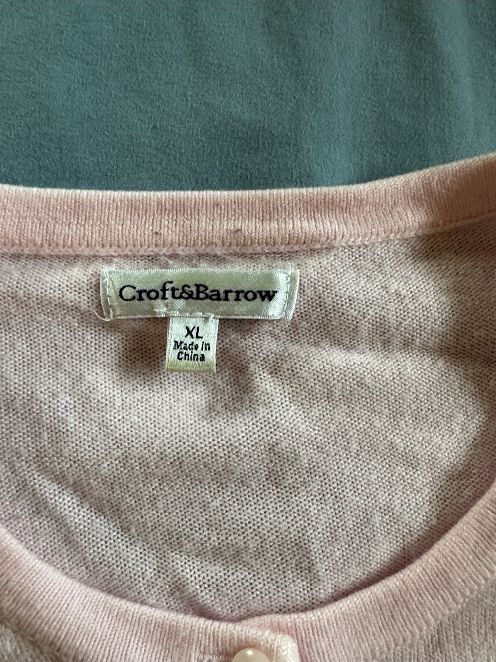 croft & barrow Light Pink Button-Front Crewneck Cardigan - Picture 2 of 4